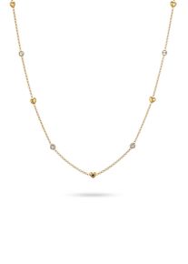 Silberkette Elli "Halskette Herz Wei&szlig; 925 Sterling Silber, mit Kristallen von Swarovski" Gr. 45, gold, Halsketten, Damen, Silber 925 (Sterlingsilber), Silberkette