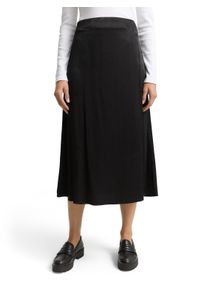Satinrock Tom Tailor "High waist maxi", Damen, Gr. 38, deep schwarz, Satin, Obermaterial: 62% Viskose, 38% Polyester, unifarben, regular fit kniebedeckend, R&ouml;cke Satinrock, mit verdecktem Rei&szlig;verschluss