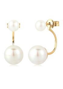 Paar Ohrstecker Elli "Ohrringe Front-Back S&uuml;&szlig;wasserzuchtperle 925 Silber" Gr. 21, gold, Ohrringe, Damen, ohne Stein, Silber 925 (Sterlingsilber), Paar Ohrstecker