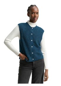 Cardigan Tom Tailor Denim, Damen, Gr. M (38), schwarz sea petrol melange, Strick, Obermaterial: 68% Polyester, 32% Polyamid, meliert, relaxed fit taillenbedeckt, Rundhals, Strickjacken Cardigan, mit Knopfleiste