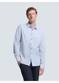 Langarmhemd NO EXCESS, Herren, Gr. 3XL, N-Gr, blau (cloud), Obermaterial: 97% Baumwolle, 3% Elasthan, unifarben, slim fit h&uuml;ftlang, &Auml;rmel mit &Auml;rmelschlitz 1-Knopf-Manschette, Hemden Langarmhemd, mit Teilungsnaht hinten