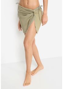 Strandrock LSCN BY LASCANA, Damen, Gr. 38, salbeigr&uuml;n, Jersey, Obermaterial: 82% Polyester, 11% metallisierte Fasern, 7% Elasthan, leicht gl&auml;nzend, unifarben, figurbetont mini, R&ouml;cke Strandrock