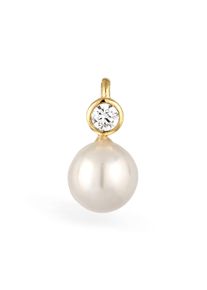 Perlenanh&auml;nger NENALINA "Anh&auml;nger Zirkonia Muschelkernperle Klassisch 925 Silber" Gr. 20, gold, Schmuckanh&auml;nger, Damen, Silber 925 (Sterlingsilber), Perlenanh&auml;nger