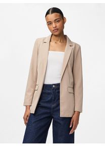 Longblazer Pieces "PCBOSELLA LS LOOSE BLAZER NOOS", Damen, Gr. XS, silber (silber mink), Web, Obermaterial: 88% Polyester, 12% Elasthan, unifarben, Basic, tiefer V-Ausschnitt, Blazer Longblazer, in leichter Oversize Form