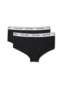 Hipster "2PK SHORTY", M&auml;dchen, Gr. 152/158, 2x schwarz, Jersey, Obermaterial: 95% Baumwolle, 5% Elasthan, Calvin Klein Underwear, unifarben, k&ouml;rpernah, Unterhosen Hipster, Mit Markennamen auf dem Bund, f&uuml;r Kinder