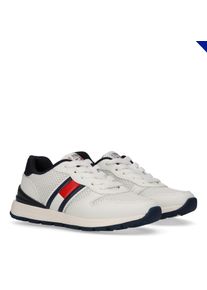 Sneaker Tommy Hilfiger, Damen, Gr. 35, wei&szlig;, blau, Lederimitat, Textil, Schuhe Sneaker, Freizeitschuh, Halbschuh, Schn&uuml;rschuh mit Logoverzierung