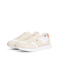 Sneaker Tommy Hilfiger "TH EASY RUNNER", Damen, Gr. 42, orange (beige, orange), Leder, Veloursleder, Schuhe Sneaker, Freizeitschuh, Halbschuh, Schn&uuml;rer, auff&auml;lliger Besatz an der Ferse