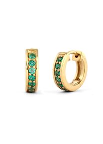 Paar Creolen Elli Premium "Ohrringe Creolen Synthetischer Smaragd Gr&uuml;n 925 Sterling Silber vergoldet" Gr. 15, gold, Ohrringe, Damen, Silber 925 (Sterlingsilber), Paar Creolen