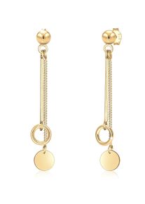 Paar Ohrh&auml;nger Elli "Ohrringe Stecker Kreis und Pl&auml;ttchen 925er Silber" Gr. 45, gold, Ohrringe, Damen, ohne Stein, Silber 925 (Sterlingsilber), Paar Ohrh&auml;nger