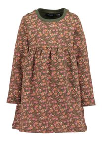 Sweatkleid Blue Seven, M&auml;dchen, Gr. 92, N-Gr, schilf, Jersey, Obermaterial: 95% Baumwolle, 5% Elasthan, bedruckt, regular fit knieumspielend, Rundhals, abgesteppte Kante, Kleider Sweatkleid, im wundersch&ouml;nen Bl&uuml;mchen-Alloverdruck