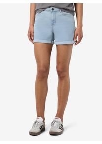 Jeansshorts Noisy may "NMDEBBY NW SLIM SHORTS VI520LB NOOS", Damen, Gr. XS (34), N-Gr, blau (light blau denim), Denim/Jeans, Obermaterial: 75% Baumwolle, 18% Polyester, 6% Viskose, 1% Elasthan, unifarben, slim fit kurz, Jeans Jeansshorts