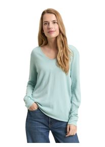 V-Ausschnitt-Pullover Tom Tailor "Regular", Damen, Gr. XS, blau haze, Strick, Obermaterial: 60% Baumwolle, 40% Viskose, unifarben, regular fit normal, V-Ausschnitt, Pullover V-Ausschnitt-Pullover, mit V-Ausschnitt