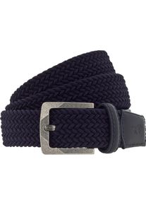 Flechtg&uuml;rtel Mustang, Herren, Gr. 130, blau (navy), Materialmix, Flechtoptik, unifarben, G&uuml;rtel Flechtg&uuml;rtel, Elastisch in Flechtoptik, mit markanten Lederdetails, 3,5 cm