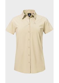 Sch&ouml;ffel Outdoorbluse SCH&Ouml;FFEL "Blouse Style Dooser WMN", Damen, Gr. 36, 4105, beige, Oberstoff: 85% Polyester, 15% Elasthan, Basic, V-Ausschnitt, Blusen Outdoorbluse