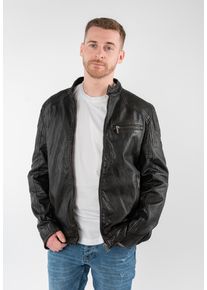 Lederjacke Mauritius "MMWanjo", Damen, Gr. M (48), vintage schwarz, Obermaterial: 100% Schafsleder. Futter: 100% Baumwolle. &Auml;rmelfutter: 100% Polyester, regular fit h&uuml;ftbedeckend, abgesteppt, Jacken Lederjacke, mit abnehmbarer Jersey-Kapuze