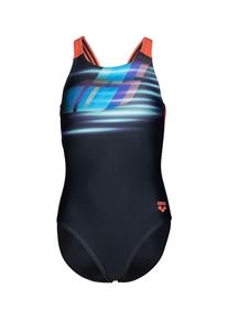 Badeanzug arena "GIRL'S arena FADING SWIMSUIT V BACK L f&uuml;r M&auml;dchen", Kinder, Gr. 140, N-Gr, schwarz (schwarz, calypso coral), Obermaterial: 80% Polyamid, 20% Elasthan, Badeanz&uuml;ge Badeanzug
