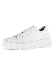 Plateausneaker Gabor, Damen, Gr. 35, silber (wei&szlig;, silberfarben), Nappaleder, kontrastfarbene Details, Schuhe Plateausneaker, Freizeitschuh, Halbschuh, Schn&uuml;rschuh mit Kontrast-Rahmennaht