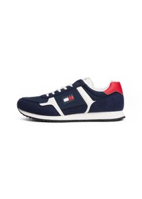 Sneaker Tommy Jeans "TJM RUNNER CASUAL", Herren, Gr. 42, wei&szlig; (dunkelblau, wei&szlig;, rot), Lederimitat, Textil, kontrastfarbene Details, Schuhe Sneaker, Freizeitschuh, Halbschuh, Schn&uuml;rschuh mit seitlicher Logoflagge