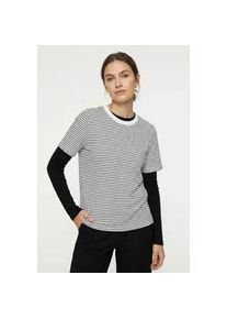Kurzarmshirt Pieces "PCRIA SS TEE STRIPES NOOS BC", Damen, Gr. L, hellwei&szlig; stripes:narrow maritime blau, Single Jersey, Obermaterial: 100% Baumwolle, gestreift, regular fit normal, Rundhals, Shirts