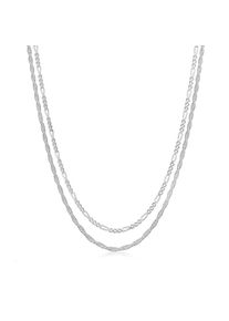 Kuzzoi Halsketten - Halskette Herren Kordel Figaro 2er Set 925 Silber - Gr. unisize - in Silber - f&uuml;r Damen