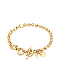 Elli Armband - Armband Kugel Gliederkette Knebelverschlu&szlig; 925 Ste - Gr. 19 CM - in Gold - f&uuml;r Damen