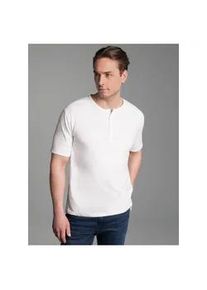 T-Shirt TRIGEMA "TRIGEMA T-Shirt mit Knopfleiste DELUXE Baumwolle", Herren, Gr. S, wei&szlig;, 100% Baumwolle, Shirts T-Shirt