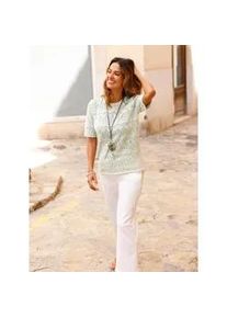 Ajourpullover Inspirationen "Ajour-Pullover", Damen, Gr. 42, lindgr&uuml;n, meliert, 33% Polyacryl, 30% Polyamid, 23% Polyester, 14% Baumwolle, gemustert, meliert, Pullover