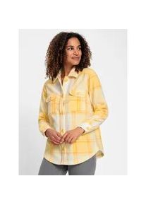 Fleeceshirt Casual Looks "Fleece-Bluse", Damen, Gr. 44, gelb (champagner, gelb, kariert), 100% Polyester, gemustert, kariert, mehrfarbig, Shirts