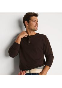 LANDS' END Super-T Langarm-Henleyshirt, Classic Fit, Herren,  Braun, Baumwolle, by Lands' End