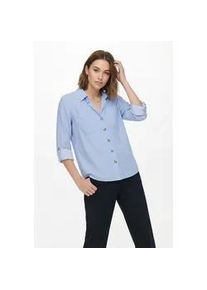 Hemdbluse Only "OnlyASMIN SHIRT L/S WVN NOOS", Damen, Gr. L (40), serenity stripes:silva, Web, Obermaterial: 100% Viskose, gestreift, loose fit h&uuml;ftbedeckend, Blusen Hemdbluse