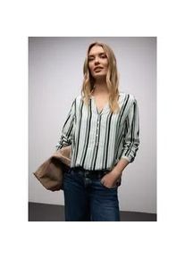 Langarmbluse Street One, Damen, Gr. 40, bound gr&uuml;n, Stoff, 100% Viskose, gestreift, klassisch normal, V-Ausschnitt, B&uuml;ndchen, Blusen, im Tunika-Style