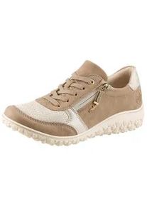 Sneaker Rieker, Damen, Gr. 37, taupe, creme, Lederimitat, Schuhe Sneaker, Schn&uuml;rschuh, Halbschuh, Keilsneaker mit Rei&szlig;verschluss