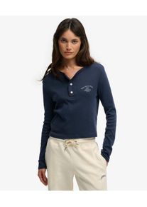 Superdry Damen Athletic Essentials Langarmhemd mit Knopfleiste Navy - Gr&ouml;&szlig;e: 38 2103026700152JUA017