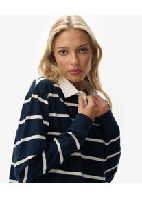 Superdry Damen Athletic Essentials Gestreiftes Rugby-oberteil in Cropped-l&auml;nge Navy - Gr&ouml;&szlig;e: 44 2103026700144K7Z025