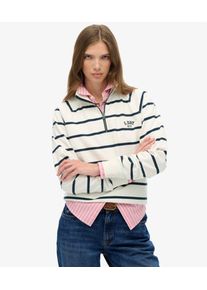 Superdry Damen Athletic Essentials Sweatshirt mit Streifen und Rei&szlig;verschluss White - Gr&ouml;&szlig;e: 34 2102623500759PZE028