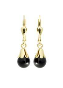 Paar Ohrh&auml;nger OSTSEE-SCHMUCK "- Gl&ouml;ckchen - Gold 333/000 - Onyx" Gr. 25, gold (gold 333, goldfarben, gelb), Ohrringe, Damen, Gelbgold 333, Paar Ohrh&auml;nger