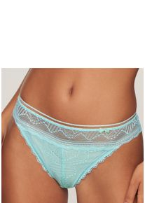 String Lascana "Tiziana", Damen, Gr. 44/46, t&uuml;rkis, Microtouch, Obermaterial: 84% Polyamid, 16% Elasthan, figurbetont, Unterhosen String, mit anteilig recycelter Spitze, Topseller