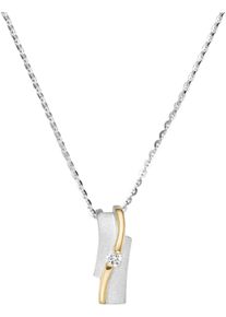 Kette mit Anh&auml;nger Firetti "Schmuck Geschenk Silber 925 Halsschmuck Halskette bicolor", gold (silberfarben, gelbgoldfarben, kristallwei&szlig;), Halsketten, Damen, Silber 925 (Sterlingsilber), L: 45 B: 1,4mm, Kette mit Anh&auml;nger, mit Zirkonia (synth.), B:1,4mm