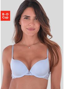 Schalen-BH s.Oliver "Milene", Damen, Gr. 80, Cup D, eisblau, Spitze, Obermaterial: 60% Polyamid, 35% Polyester, 5% Elasthan, BHs Schalen-BH, mit B&uuml;gel und h&uuml;bschem Spitzenr&uuml;cken, Dessous