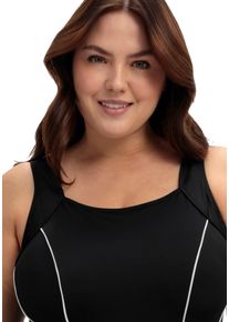 sheego Gro&szlig;e Gr&ouml;&szlig;en Badeanzug mit Shaping-Effekt, schwarz-wei&szlig;, Gr&ouml;&szlig;e 48D - Damen