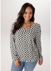 sheego Gro&szlig;e Gr&ouml;&szlig;en Langarmshirt, schwarz-wei&szlig;, Gr&ouml;&szlig;e 48 - Damen