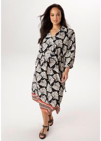 sheego Gro&szlig;e Gr&ouml;&szlig;en Blusenkleid, schwarz-wei&szlig;-orange, Gr&ouml;&szlig;e 46 - Damen