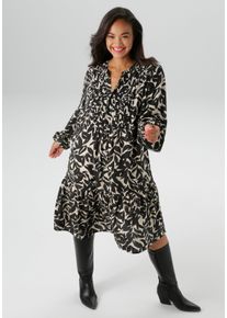 sheego Gro&szlig;e Gr&ouml;&szlig;en Tunikakleid, schwarz-beige, Gr&ouml;&szlig;e 46 - Damen