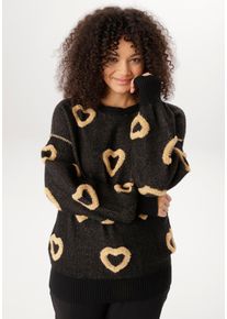 sheego Gro&szlig;e Gr&ouml;&szlig;en Strickpullover, schwarz-beige, Gr&ouml;&szlig;e 54 - Damen