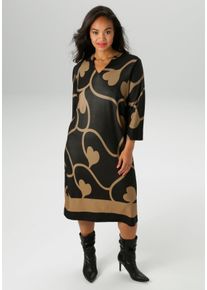 sheego Gro&szlig;e Gr&ouml;&szlig;en Jerseykleid, schwarz-beige, Gr&ouml;&szlig;e 48 - Damen