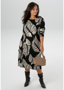 sheego Gro&szlig;e Gr&ouml;&szlig;en Jerseykleid, schwarz-offwhite, Gr&ouml;&szlig;e 50 - Damen