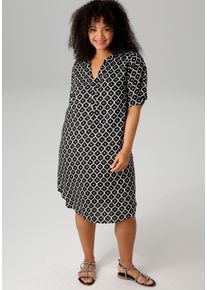 sheego Gro&szlig;e Gr&ouml;&szlig;en Blusenkleid, schwarz-wei&szlig;, Gr&ouml;&szlig;e 48 - Damen