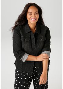 sheego Gro&szlig;e Gr&ouml;&szlig;en Jeansjacke, black, Gr&ouml;&szlig;e 52 - Damen