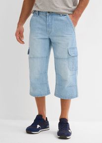 bonprix Regular Fit 3/4 Cargojeans Straight, blau, Gr.62, L&auml;ssige 3/4 Stretch-Jeans aus robustem Denim mit aufgesetzten Taschen, 98% Baumwolle