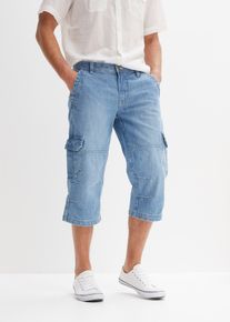 bonprix Regular Fit 3/4 Cargojeans Straight, blau, Gr.52, L&auml;ssige 3/4 Stretch-Jeans aus robustem Denim mit aufgesetzten Taschen, 98% Baumwolle